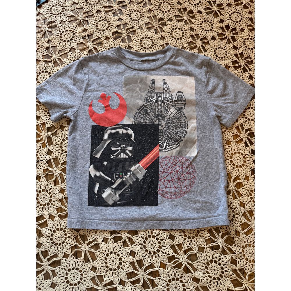 Star Wars Graphic T-Shirt with Millennium Falcon and Lightsaber Design - Grey